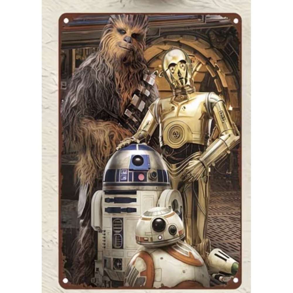 New R2D2 C3PO Chewbacca Star Wars Movie‎ Metal Sign 12 x 8 inch Bedroom Den